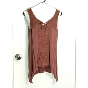 Women’s 2X Designer Tank Top Terracotta Sleeveless Blouse ReLush, 40” Bust